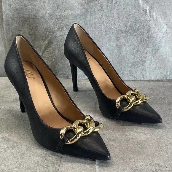 INC International Concepts Shoes - INC INTERNATIONAL CONCEPTS Women's Black Olida Pointed-Toe Chain Dress Pumps SZ9